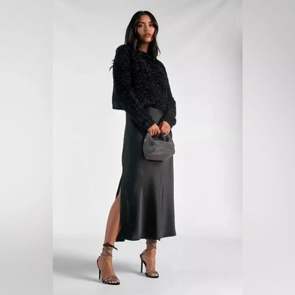 Elan metallic Eyelash Black Sweater size small NWT‎ - Picture 3 of 14